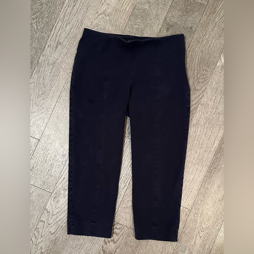 Talbots Chatham Crop Blue Stretch Side Zip Cotton Blend Pants Size 10